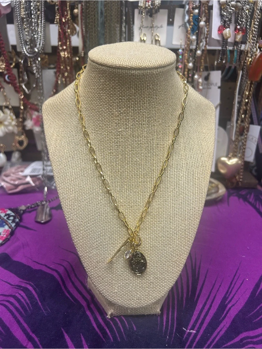 NWT Anthropologie Gold Celestial Pendant Necklace
